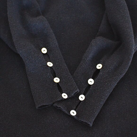 Les Ateliers de la Maille - Cashmere Sweater with Button Cuff - Sezane Style, M - Picture 3 of 7